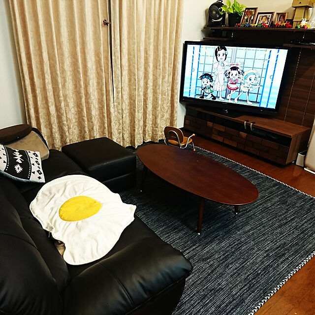 Masumiのニトリ-3人用合皮ソファ(NシールドビットKD BK) の家具・インテリア写真