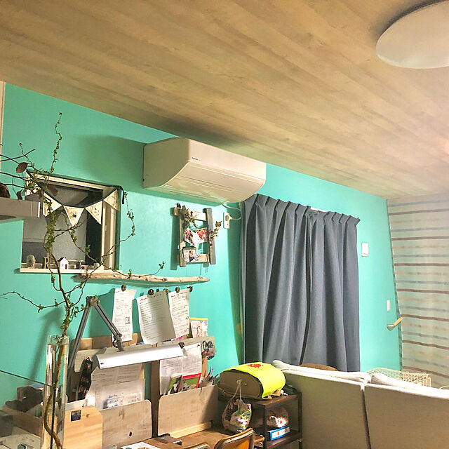 Yukoの無印良品-カーテンレール・ダブル／オフ白の家具・インテリア写真