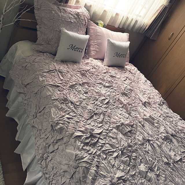 doragon_pansarの-掛け布団カバー ベッドカバー ダブル Bloom ローズピンク グレー インド綿100％ おしゃれ かわいいの家具・インテリア写真