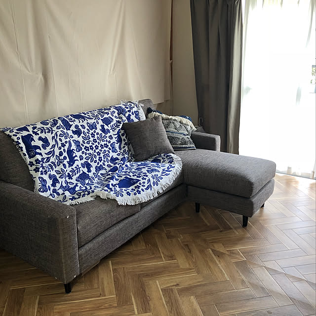eviのニトリ-布張りカウチソファ(NポケットA7 FM-MO) の家具・インテリア写真