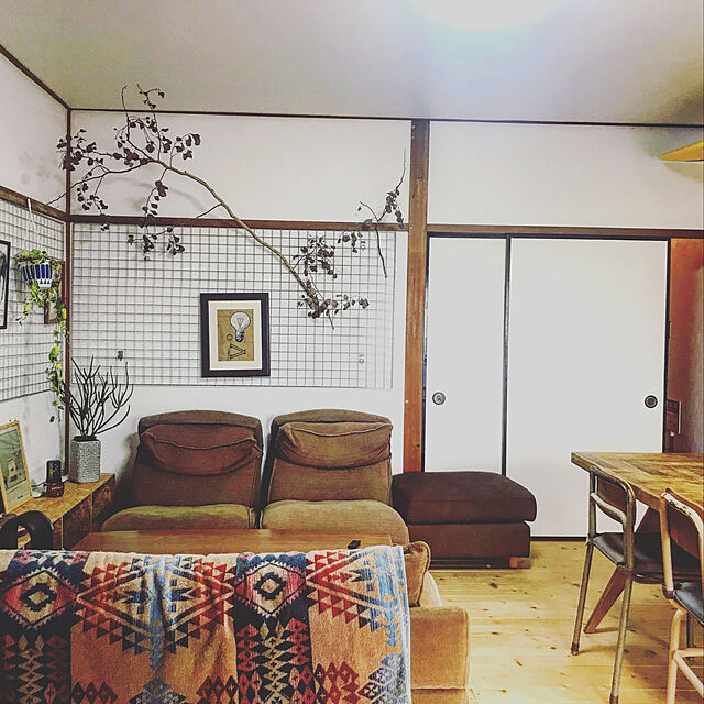 Eijiの無印良品-麻綿平織ハイバックリクライニングソファ・２シーター用カバー／ブラウンの家具・インテリア写真