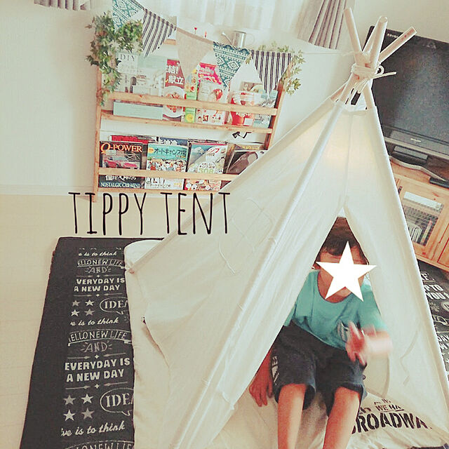 ichikoの-キッズテントおもちゃ テントハウス 子供テント 秘密基地 組み立て簡単 知育玩具 おままごと 遊び小屋 (ウッドの長さ：136cm)の家具・インテリア写真