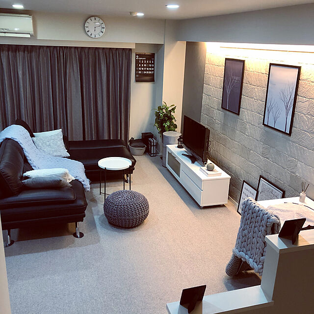 kazuのニトリ-本革カウチソファ(ロゾ4 BK L ホンカワ) の家具・インテリア写真