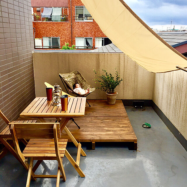 Mayukoのハンワホームズ-ウォーターブロック W200×H200cm ベージュ 日よけ すたれ 雨除け シェード 撥水 撥水オーニングの家具・インテリア写真