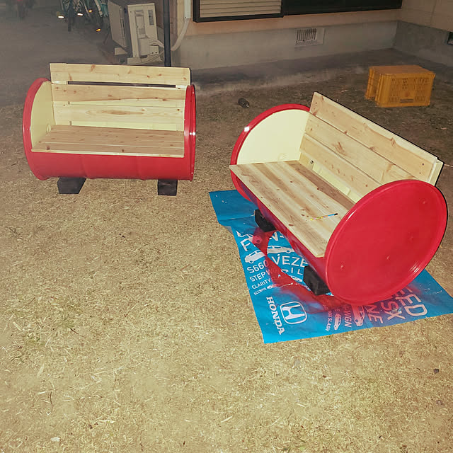 手作りドラム缶リメイクチェアー おちゃめ