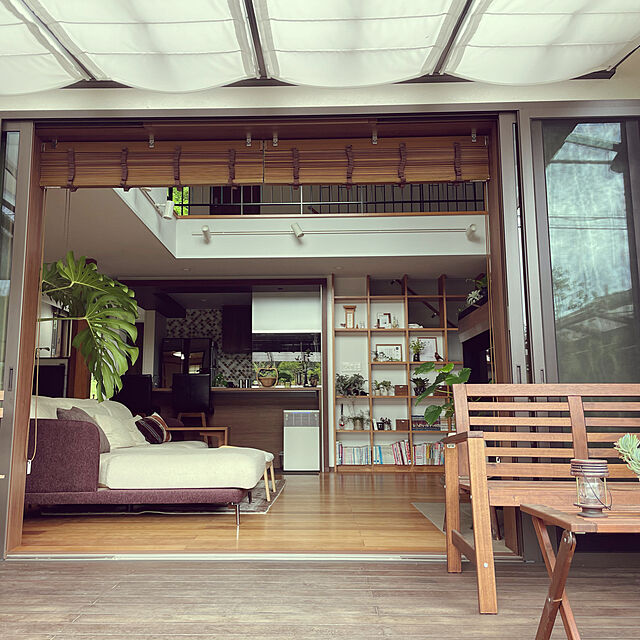 maimai0110のイケア-【IKEA Original】APPLARO-エップラロー- ベンチ 背もたれ付き 屋外用 ブラウンステイン ブラウン 117×65 cmの家具・インテリア写真