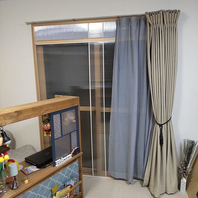 ujimAのTopfinel-Topfinel レースカーテン 無地 UVカット グレー 幅100ｘ丈200cm 2枚組の家具・インテリア写真