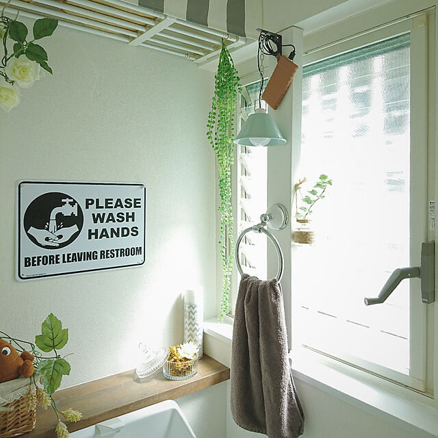 yumiの-アメリカのプラスチックサインボード　ヘビーオンスタイプ　（手を洗いましょう/ホワイト）の家具・インテリア写真