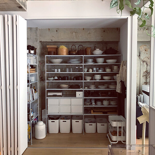 lalaの無印良品-【まとめ買い】ポリプロピレンケース・引出式・浅型・ホワイトグレーの家具・インテリア写真