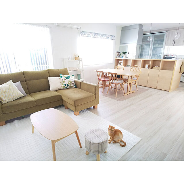 honobono.のニトリ-クッションカバー(リーフドラムGR) の家具・インテリア写真
