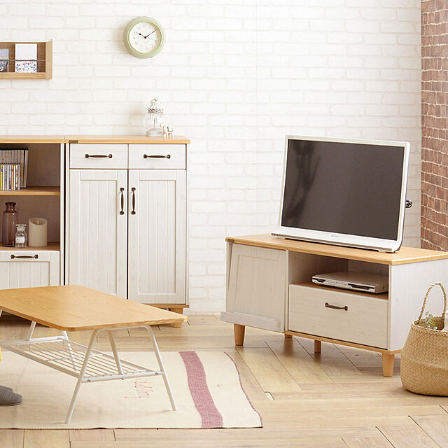 SESAMEの佐藤産業-BILY（バイリー） テレビ台 ローボード（幅100cm）  WH×NAの家具・インテリア写真