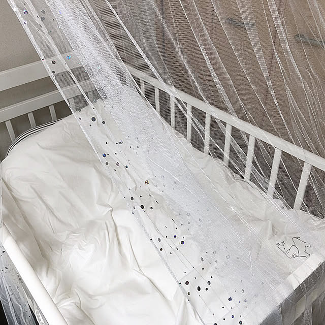 wolf_____21のあまの-キャノピー 天蓋 蚊帳 スパンコール 白 オシャレ インテリア 寝室の家具・インテリア写真