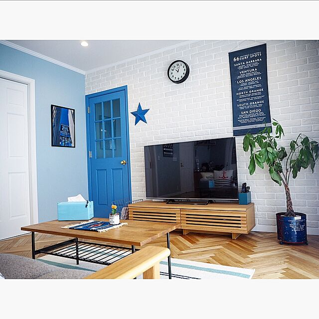 mtoktの-送料無料 マリンボーダー ラグマット サイズM（185cm×185cm） マリンボーダーラグ ラグマット ラグ カーペット ブルー グリーン レッド　丸洗い　綿混　日本製の家具・インテリア写真