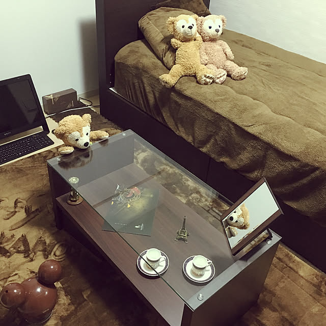 Duffyのニトリ-シングル棚付引出し付ベッドフレーム(コンソン DBR フカヒキ31) の家具・インテリア写真