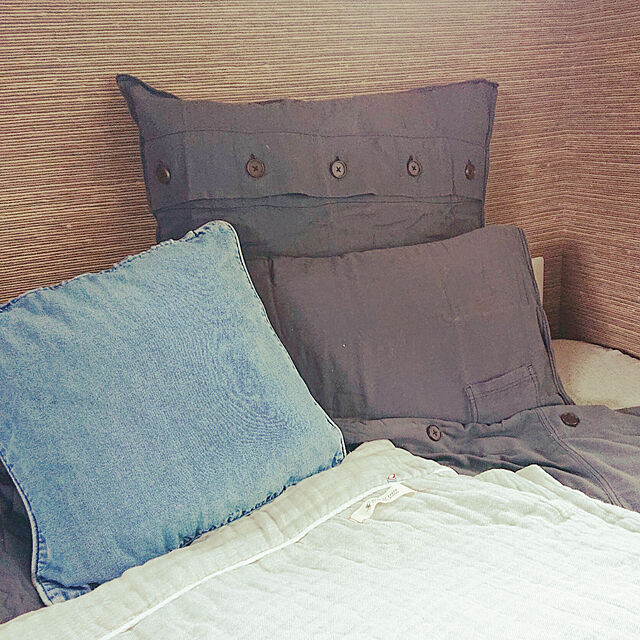 cocosorasakuのニトリ-ひもなしラクラク掛ふとんカバー シングル(NグリップアースBK S) の家具・インテリア写真