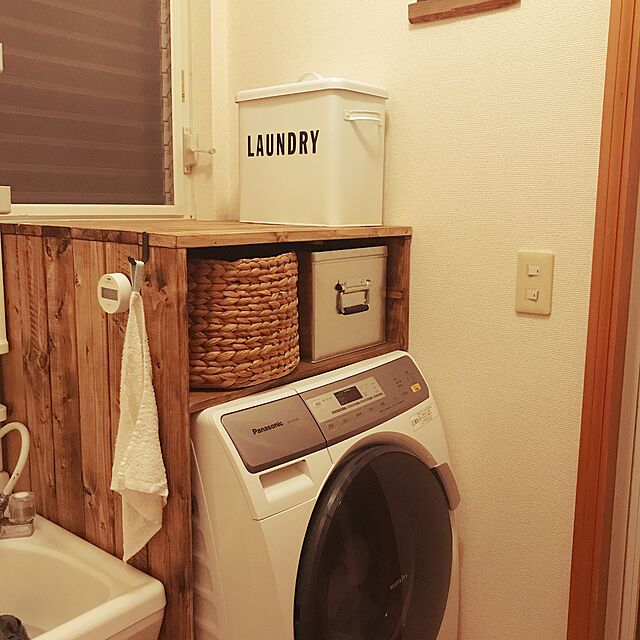 Mickeynakの-JF　ランドリーホームストレージM マット ホワイト　/洗剤入れ　洗面　収納　見せる収納　洗濯機上 おしゃれの家具・インテリア写真
