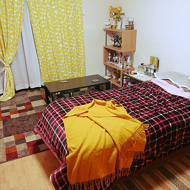 yukieの無印良品-オーガニックコットン洗いざらしボックスシーツ・Ｓ／ブラウンの家具・インテリア写真