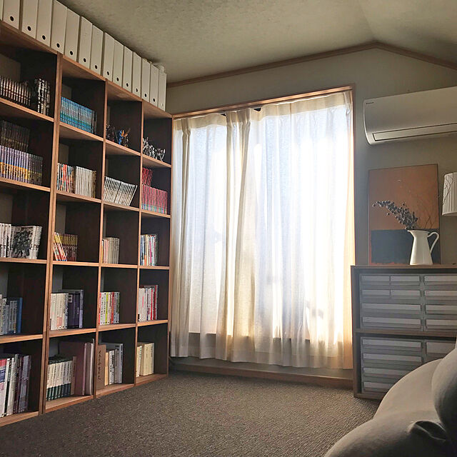 kamiの無印良品-スタッキングシェルフセット・５段×３列・ウォールナット材の家具・インテリア写真