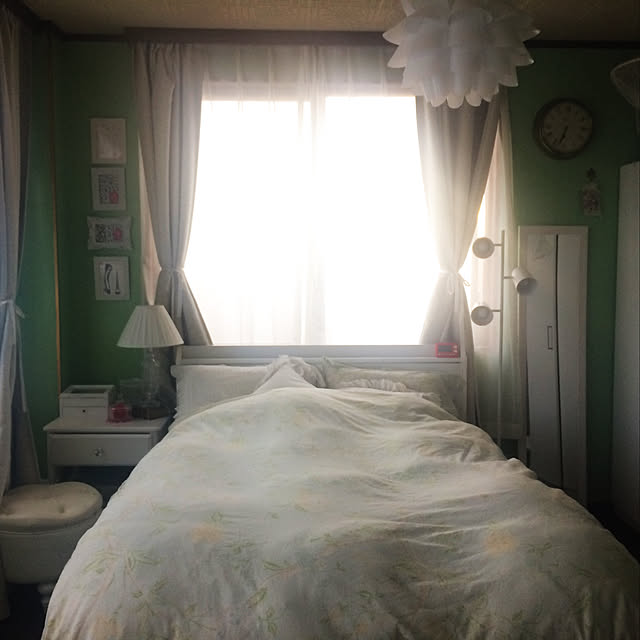 yukakokoのニトリ-ダブルベッドフレーム(ヴァイン WH LOW) の家具・インテリア写真