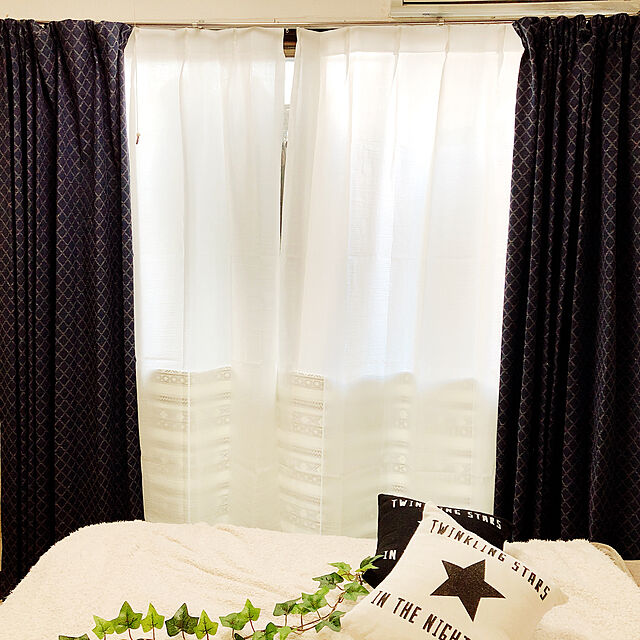 cutekongのニトリ-裏地付き遮光2級・遮熱カーテン(ゴーテ ネイビー 100X200X2) の家具・インテリア写真