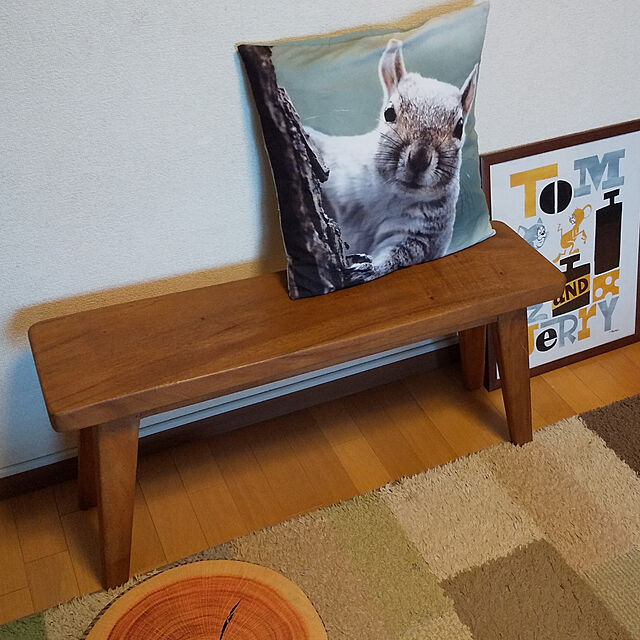 miwaの-木製ベンチ 長椅子 背もたれなし リビング インテリア デザイン 無垢材 シンプル おしゃれ 木のベンチ 玄関 椅子 チェア ウッドベンチ カーブの家具・インテリア写真