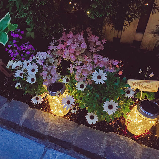 Qtaroのfindyouled-メイソンジャー風ソーラーライト 夜間自動点灯LEDガーデンライト 防水IP65 お庭や芝生をオシャレに演出 ガーデニングやアウトドアに最適 (暖色 2個セット)の家具・インテリア写真