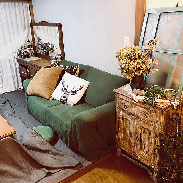 na-chanのニトリ-フリーカバー ダブル(INコットンB GR D) の家具・インテリア写真