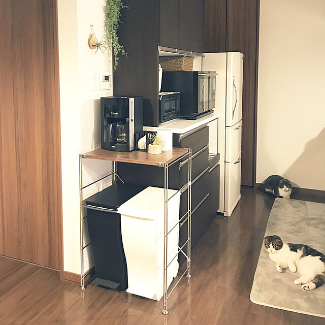 tansukeの無印良品-ステンレスユニットシェルフ・追加棚・ウォールナット材の家具・インテリア写真