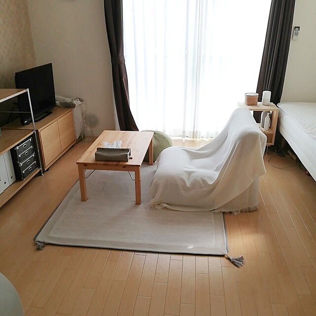 yokokoのニトリ-つながるポケットコイル座椅子(レガ LGY) の家具・インテリア写真