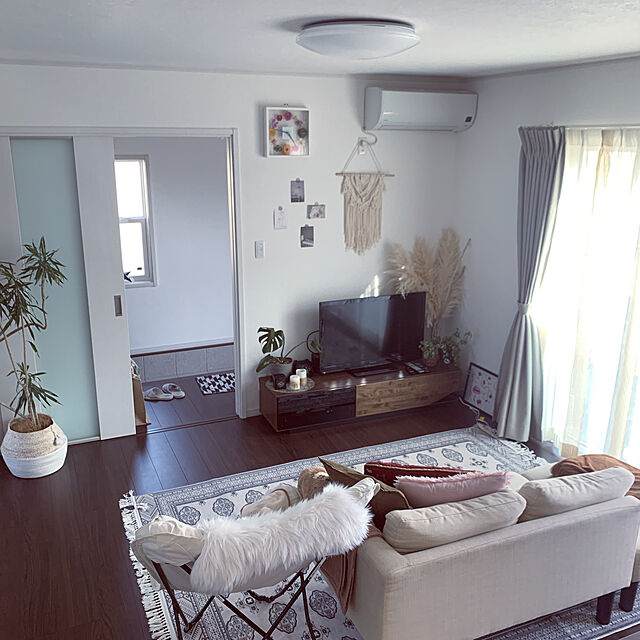 maiの萩原-アンティーク絨毯風プリントラグ トルクメン 190×240 アイボリーの家具・インテリア写真