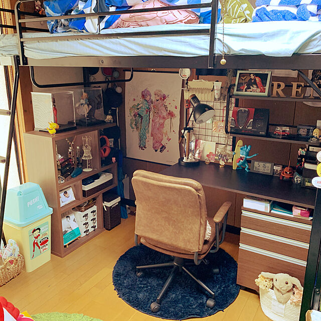 chamoppiのニトリ-ロフトベッド用シェルフ(アルルN BK/DBR) の家具・インテリア写真