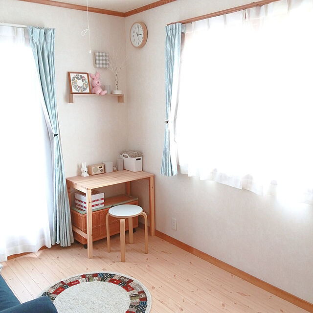 satosanのニトリ-裏地付き遮光2級・遮熱カーテン(パターン ターコイズブルー 100X178X2) の家具・インテリア写真