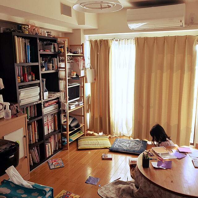 kanakoの-こたつ布団 丸型 単品 刺子調 『ソルベAZ-05』 ネイビー 約225cm丸(厚掛けタイプ)の家具・インテリア写真