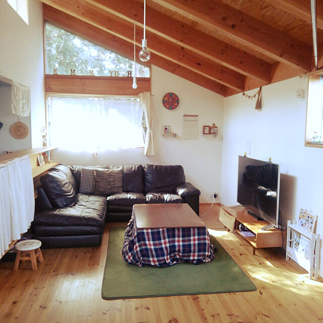 miyuhiのニトリ-本革右コーナーソファ(NステイツBK) の家具・インテリア写真