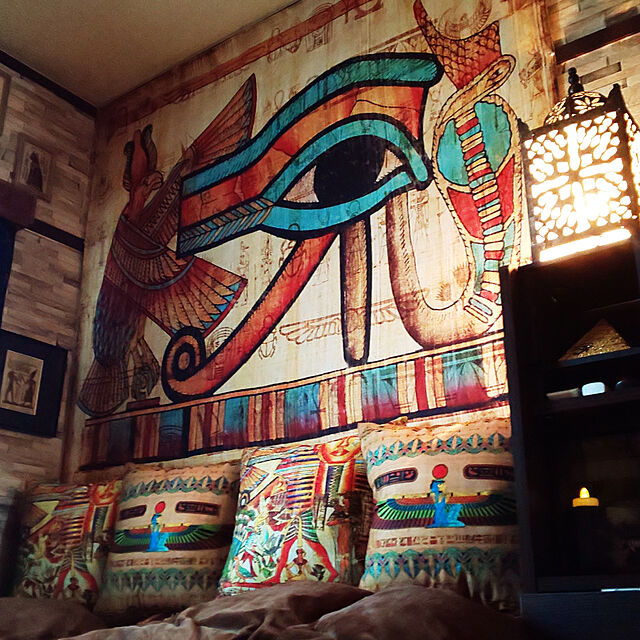 kobakissaのはビジネス-パピルスのエジプトの女神イシスの飾り枕カバークッションケースクリスマスソファ用枕カバー寝室車の装飾18 x 18インチの家具・インテリア写真