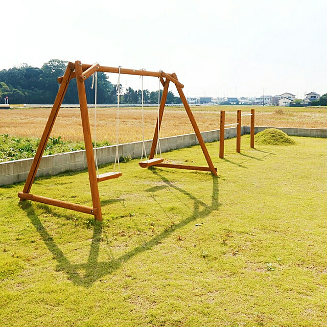 shioriの-【ニ連】 木製 鉄棒 (小) カーキ スチールバー 防腐加工処理済の家具・インテリア写真