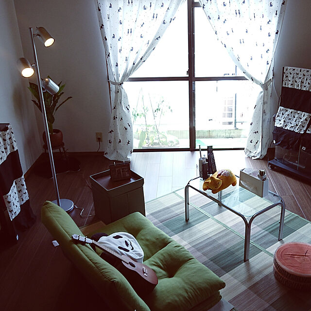 AKAkkiyのニトリ-竹ラグ(レクトH GR 180X180) の家具・インテリア写真