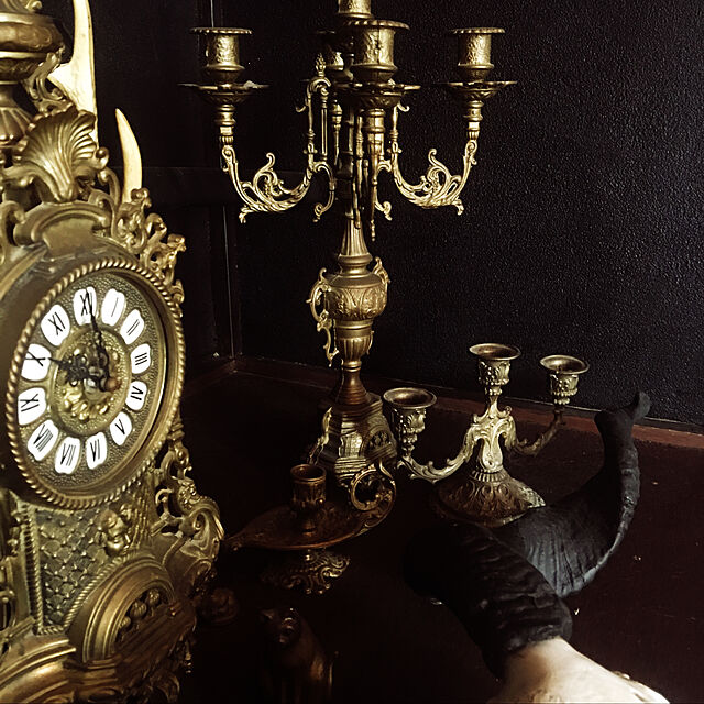 KINGの-燭台 イタリア製 真鍮製品 ローソク立て キャンドルフォルダー (キャンドルスタンド 時計 燭台 セット ゴシック-5 真鍮・金色)(JIC050-SET-L)【RCP】【asu】【S3】の家具・インテリア写真