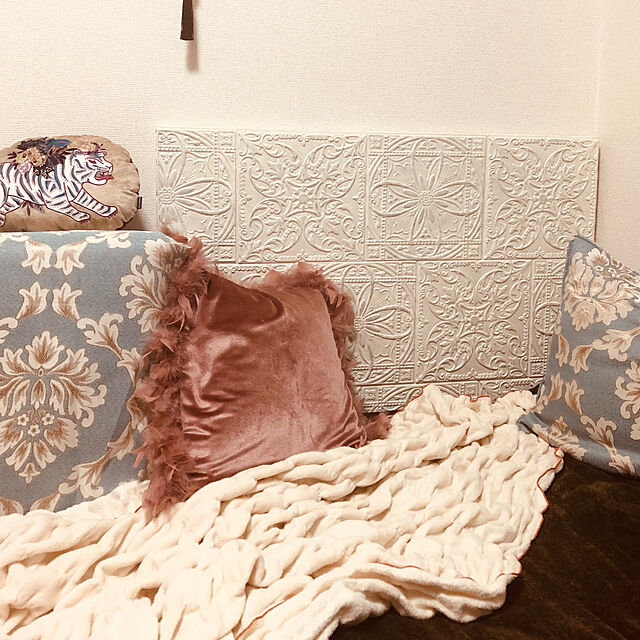 h.rinkrinの-Francfranc ベルベット フェザー クッションカバー 450×450 (119) フランフラン 生活雑貨 インテリアファブリック（クッション・テーブルクロス） ピンクの家具・インテリア写真
