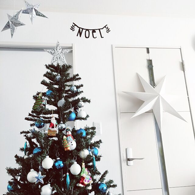 RYOのcrecer-【crecer】 クリスマスツリー 星 の 飾り オーナメント 素材 おしゃれな クリスマス トップスター 雪の飾り 付き (シルバー)の家具・インテリア写真