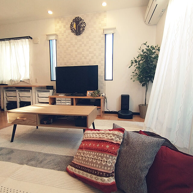 aho51のニトリ-クッションカバー(ラミーフ2 MO 45×45cm) ポリエステル ナチュラル の家具・インテリア写真