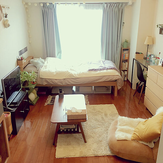 Nanakoの無印良品-無印良品　壁に付けられる家具・箱・幅８８ｃｍ・タモ材／ナチュラル　幅８８×奥行１５．５×高さ１９ｃｍの家具・インテリア写真