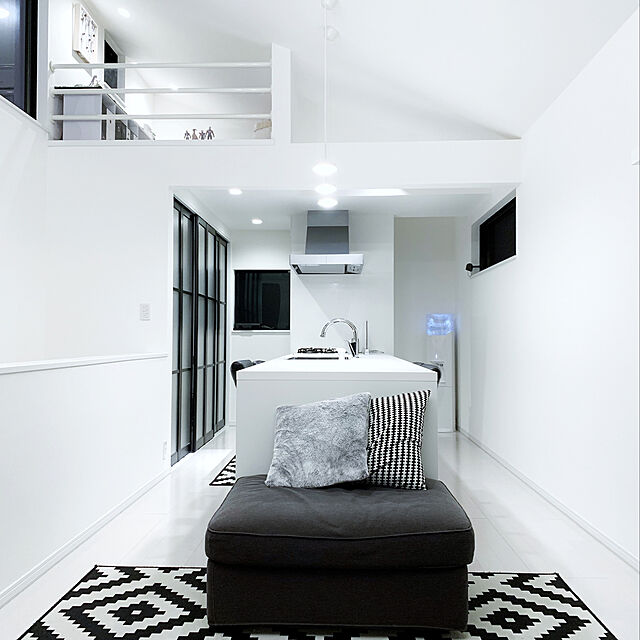 Akiのイケア-【IKEA/イケア/通販】 LAPPLJUNG RUTA ラップユング ルータ ラグ パイル短, ホワイト ホワイト/ブラック, ブラック(d)(20260520)の家具・インテリア写真