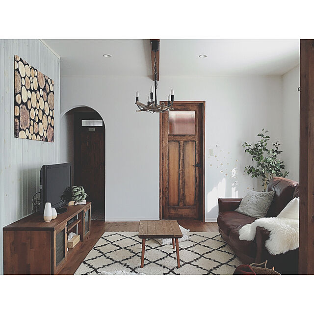 Reiyaのニトリ-ローテーブル(ツイード 6045 DBR)  『玄関先迄納品』の家具・インテリア写真