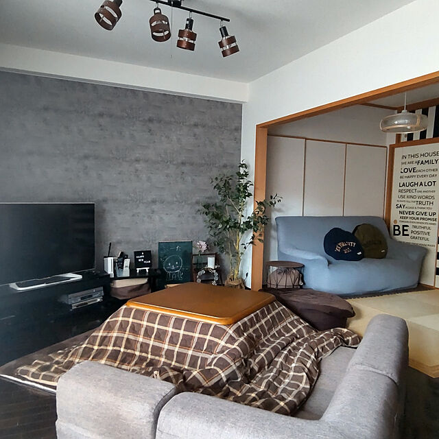 fuutaのニトリ-肘付ストレッチソファカバー(モトル GY 3人掛け用) の家具・インテリア写真