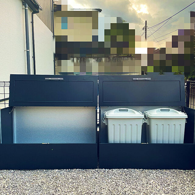 miの-ガーデニング フラワー ガーデニング用品 エクステリア ゴミ箱 ゴミ保管庫 欧風ダストボックス 奥行37cm ペール2個付き G93102の家具・インテリア写真