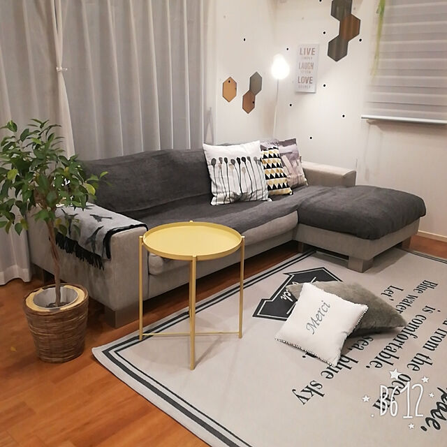 Tarutoのイケア-IKEA/イケア　GURLI　ひざ掛け・ブランケット　グレー/ブラック　120x180cmの家具・インテリア写真