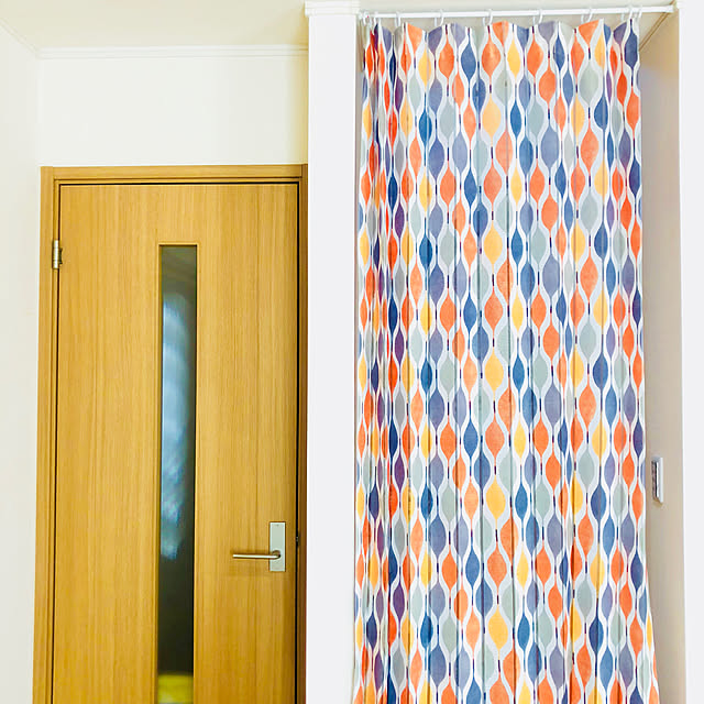 okonachanのニトリ-間仕切りカーテン(ドットGR 140x178) の家具・インテリア写真