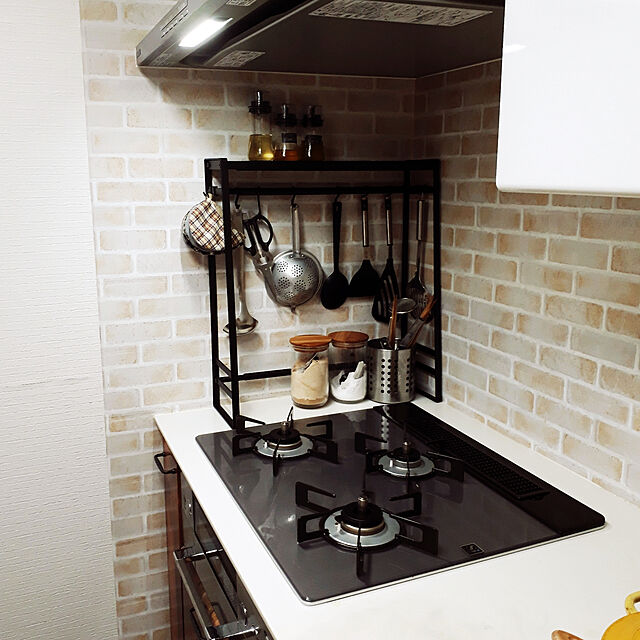 lemyの-伸縮スチールキッチンラック〈ブラック〉 フェリシモ FELISSIMO【送料無料】の家具・インテリア写真