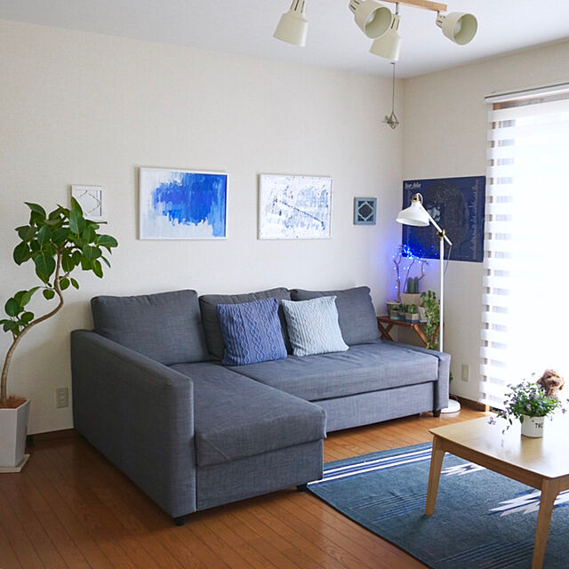 blueberryのニトリ-シェニール ジャガード織りラグ(オルテガLN H GY 185X185) の家具・インテリア写真